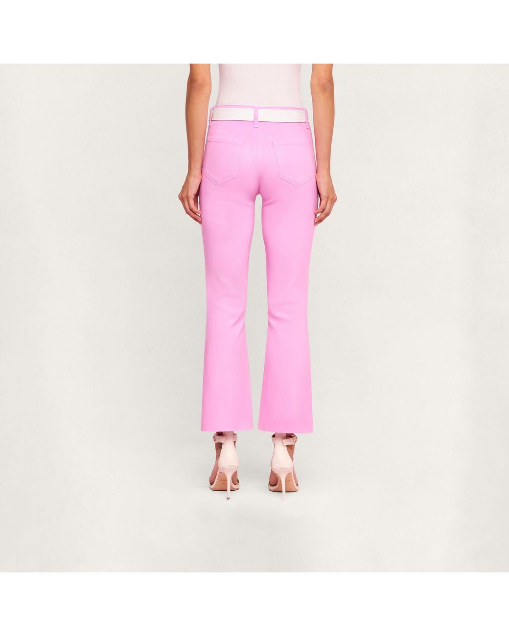L'Agence Pink Kendra Coated Cropped Flare Jean