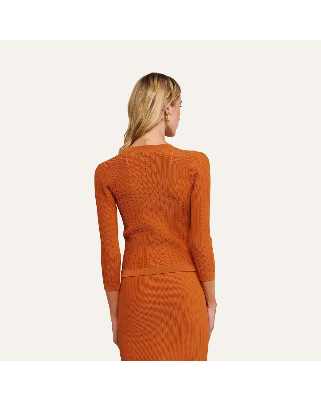 L'Agence Orange Irvin Pointelle Knit Cardigan