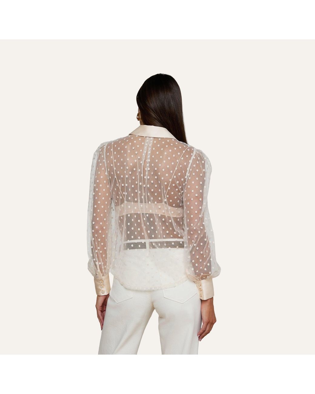 L'Agence White Sophie Long-Sleeved Blouse Top