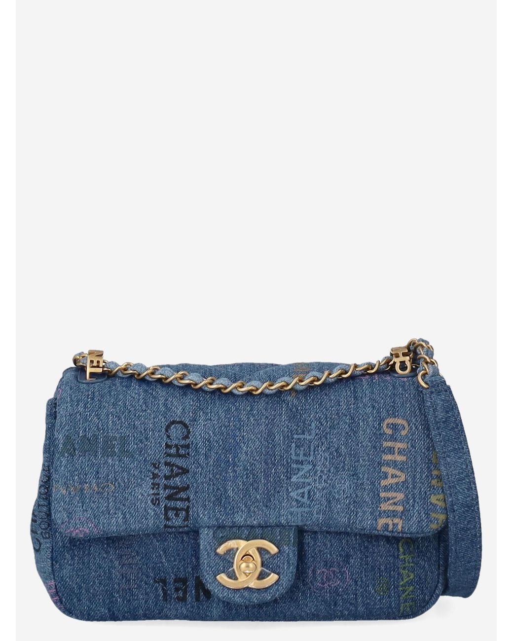 Chanel Bag Small Single Flap Quilted Denim in Blue