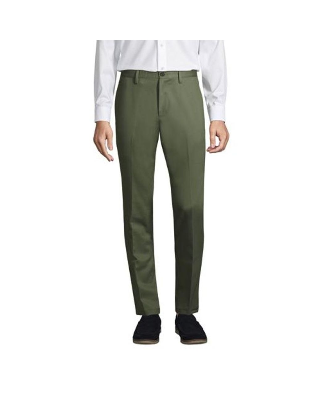 Lands' End Flat Front Non-iron Chinos, Straight Fit in Green for Men | Lyst  UK