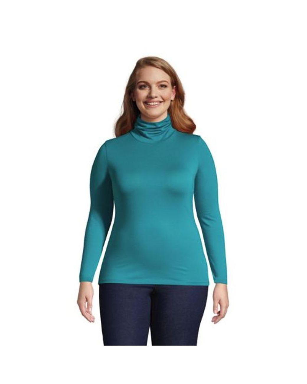 Lands' End Cotton-modal Roll Neck in Blue | Lyst UK