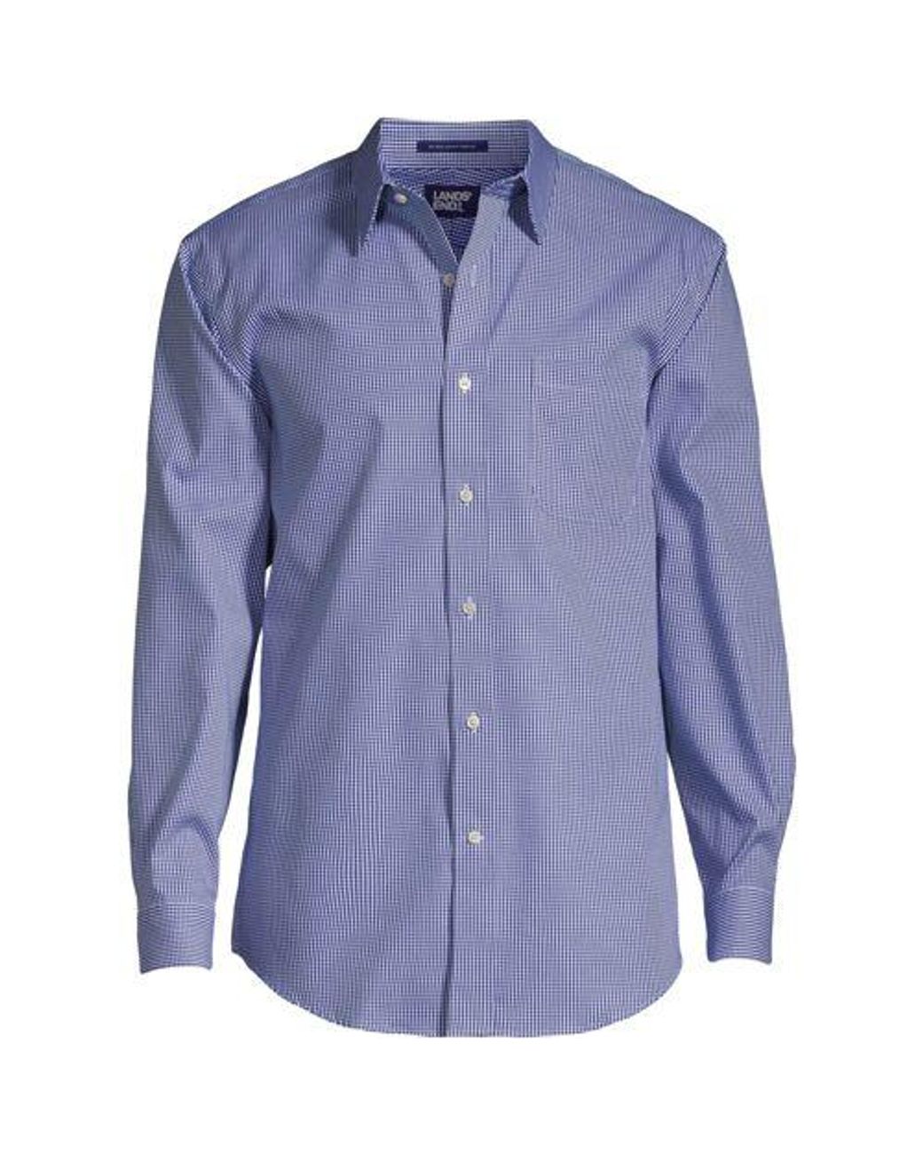 Lands' End Patterned Traditional Fit Straight Collar Easy-iron Pinpoint  Shirt in Blue for Men | Lyst UK