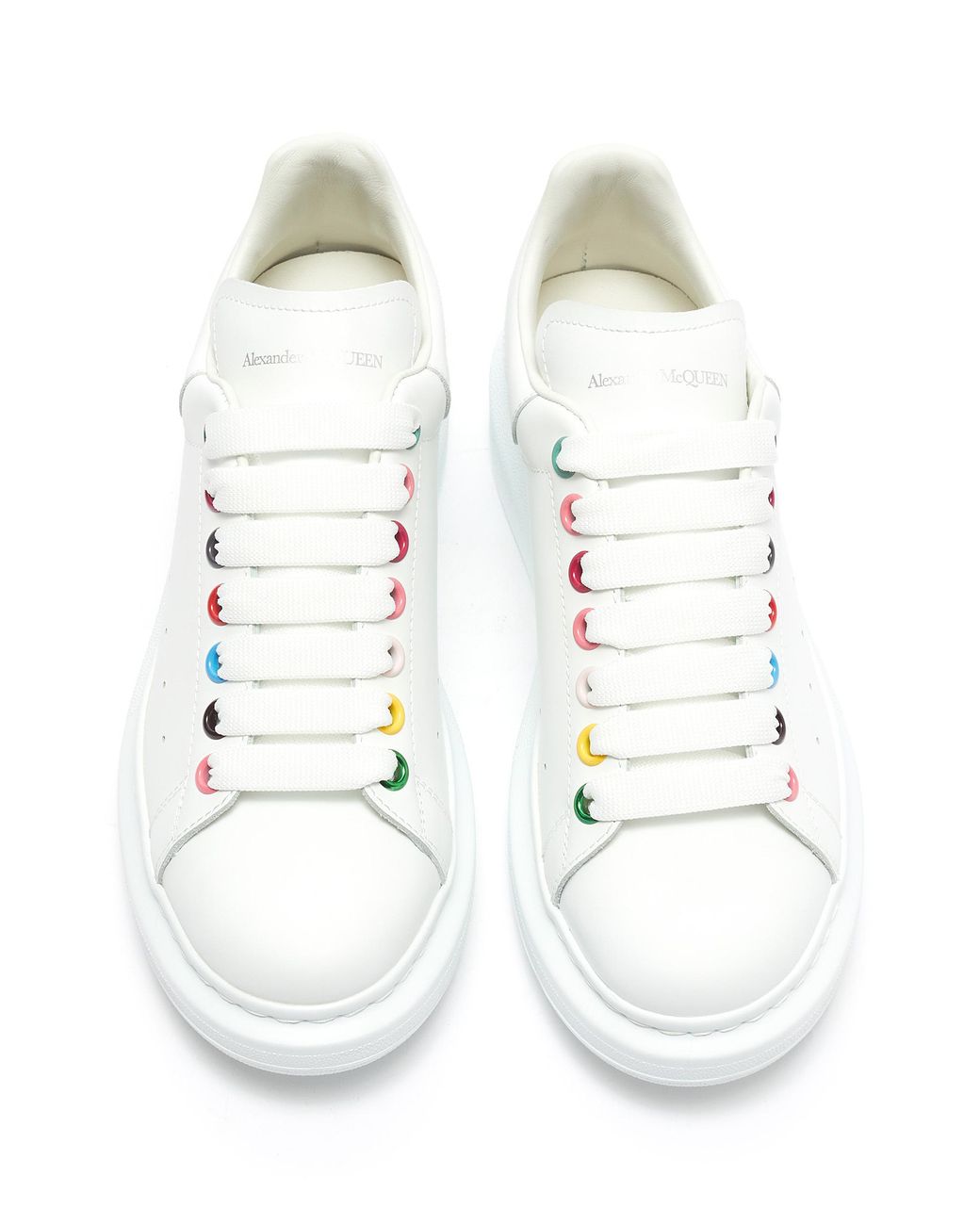 Alexander McQueen 'larry' Rainbow Eyelet Oversized Sneakers in White | Lyst
