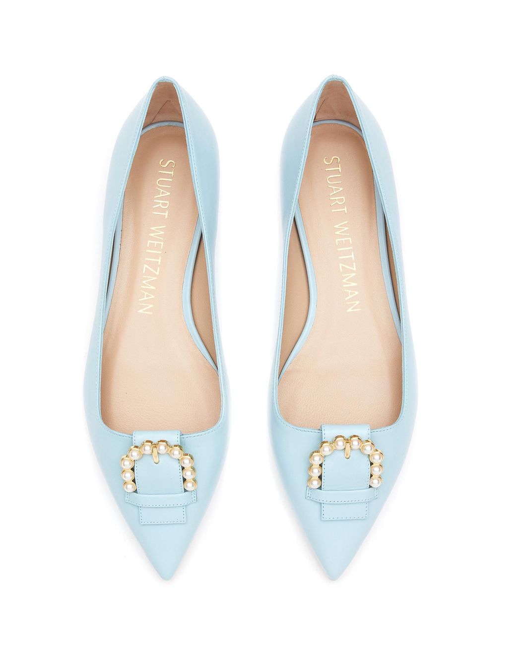 White Womens Shoes Flats and flat shoes Flat sandals Stuart Weitzman Leather Open-toe Heeled Sandals in Blue 