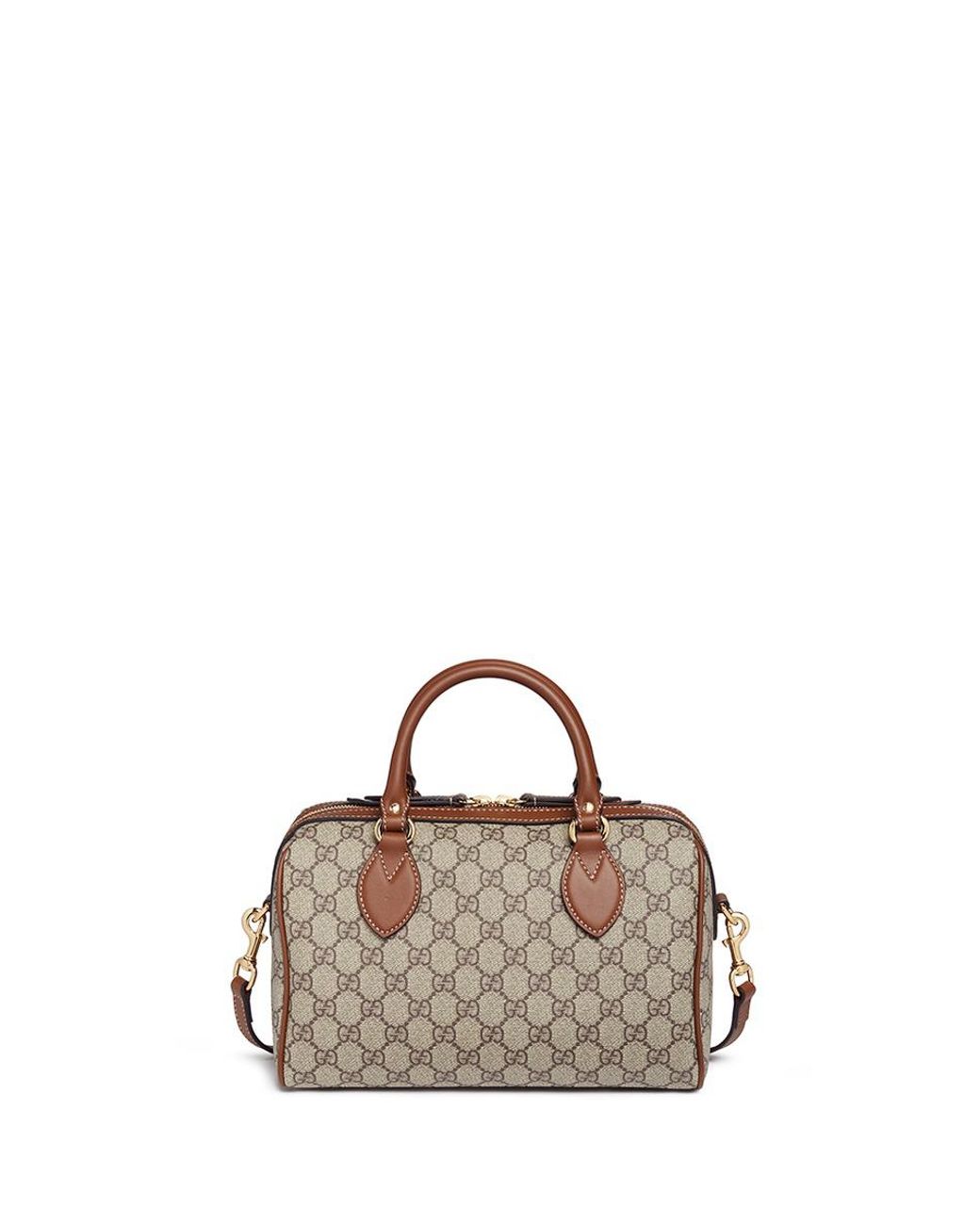 Gucci linea A Small Floral Embroidered Gg Supreme Boston Bag