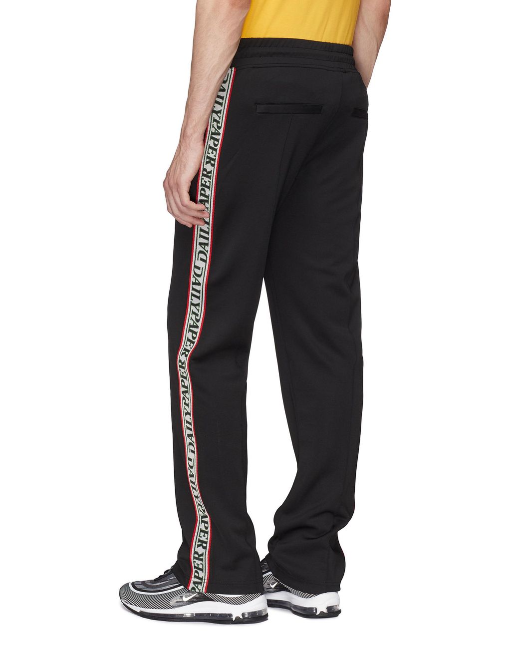 Daily Paper 'liba' Logo Tape Pintucked Track Pants in Black for Men | Lyst