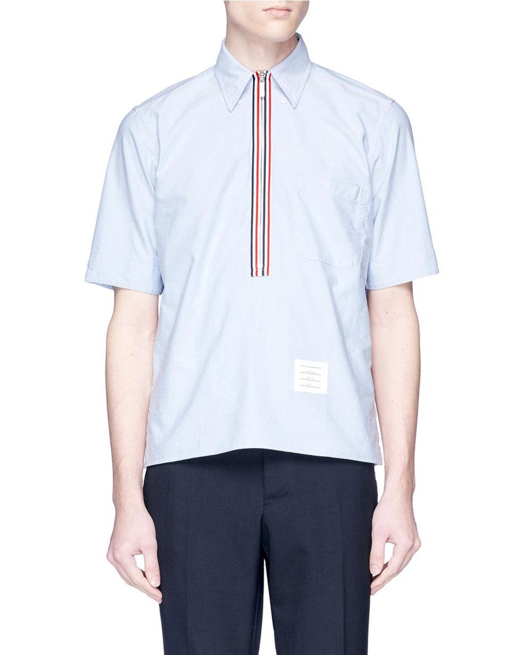 Half Zip Short Sleeve Oxford Shirt 
