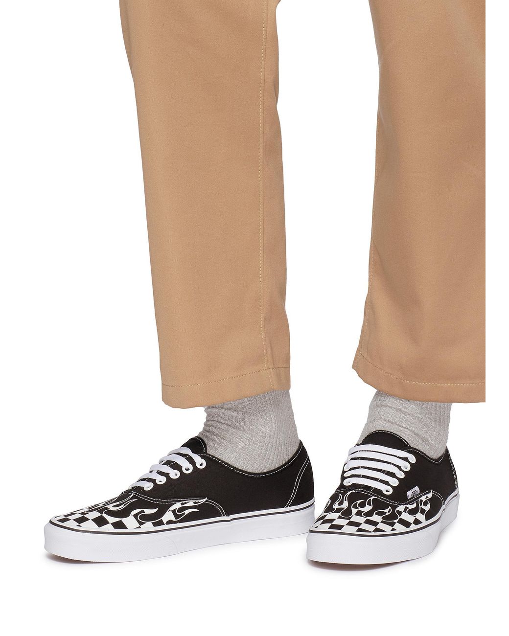 Vans 'authentic' Checkerboard Flame Canvas Sneakers in Black for Men | Lyst