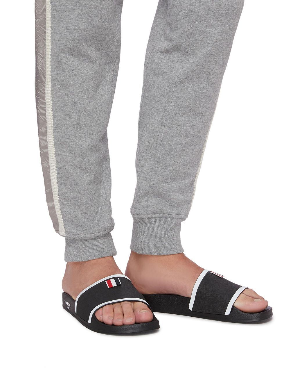 thom browne black flag pool slides