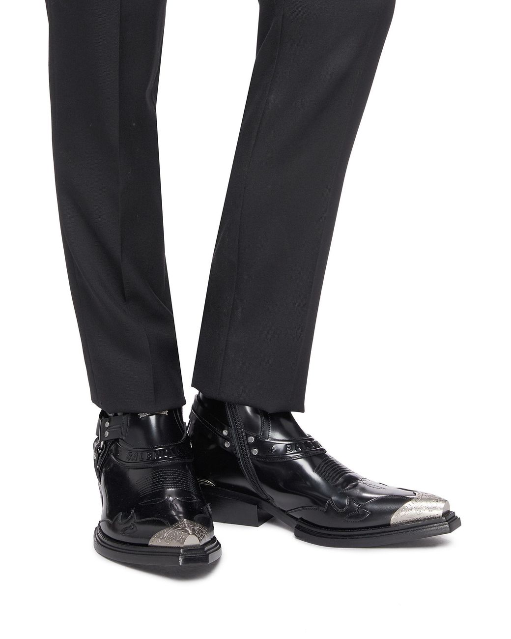 Balenciaga Santiag Harness Booties in Black for Men | Lyst