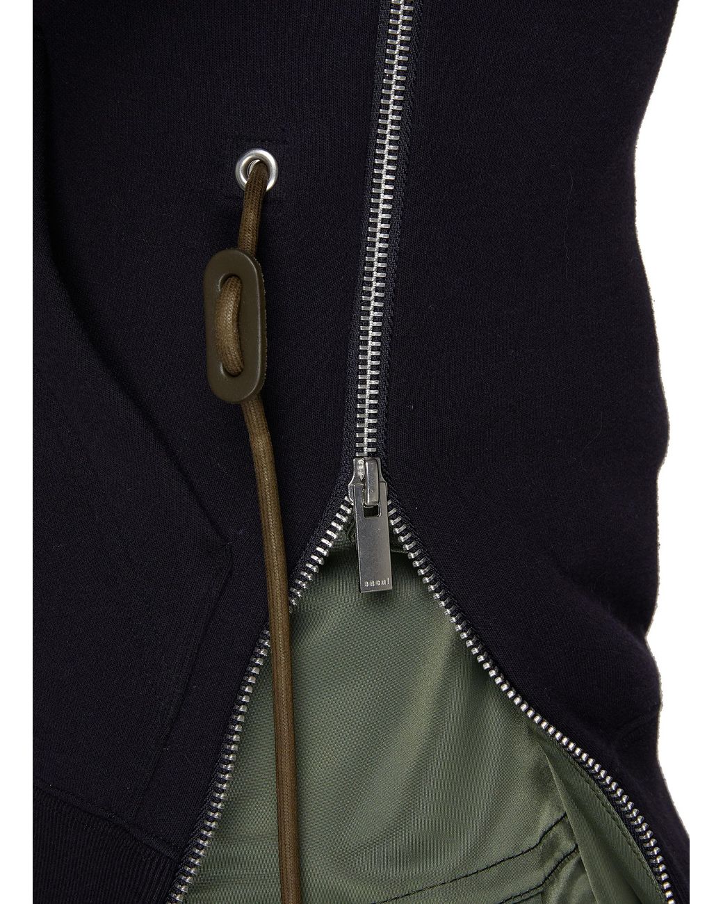 Sacai 'sponge Sweat X Ma-1' Zip-up Hoodie in Blue | Lyst