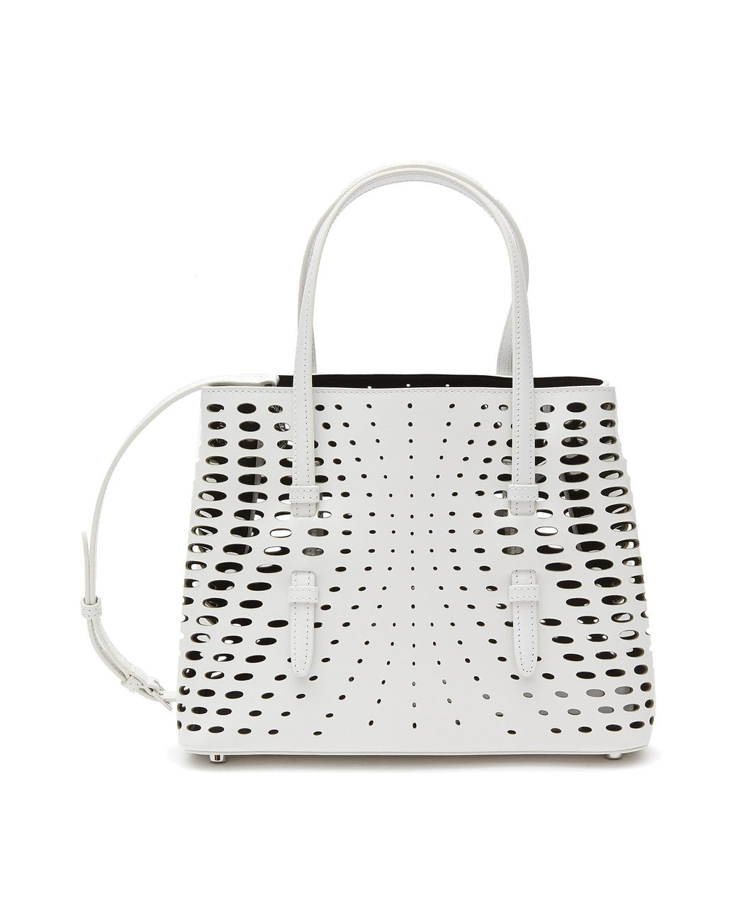 Alaïa 'mina' 25 Vienne Perforated Calfskin Leather Tote Bag in White | Lyst
