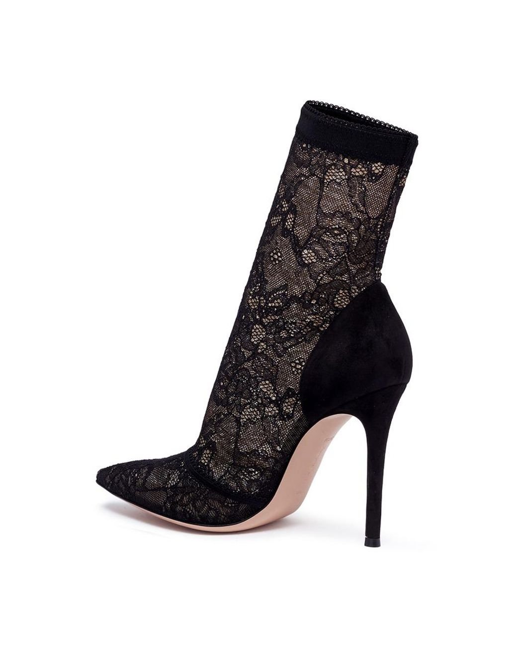Gianvito Rossi brinn Lace Sock Suede Boots in Black Lyst