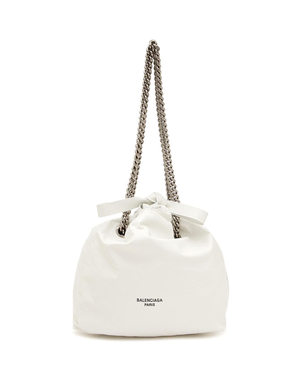 Balenciaga Small 'crush' Chain Handle Leather Tote Bag in White | Lyst