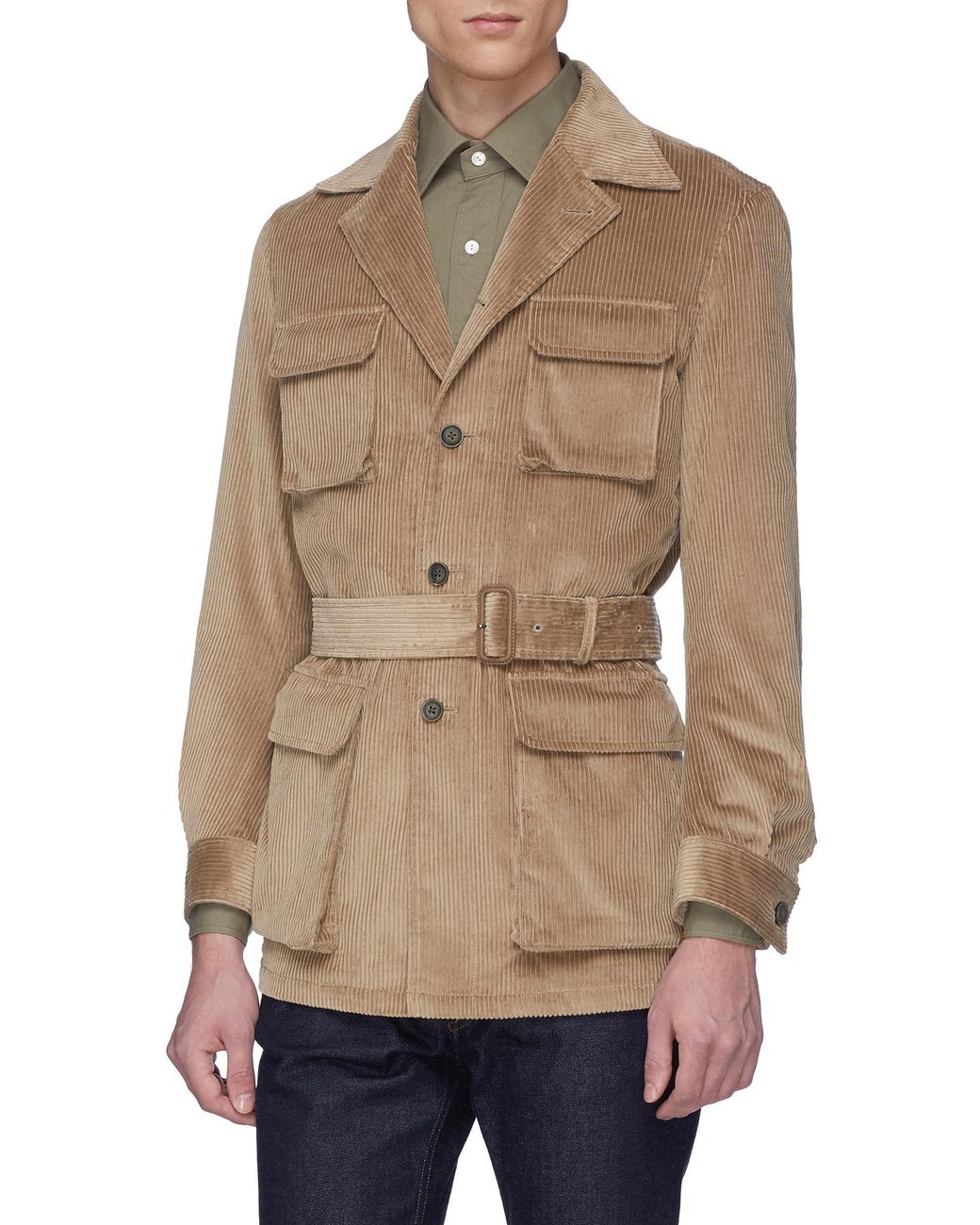 Corduroy top belted jacket