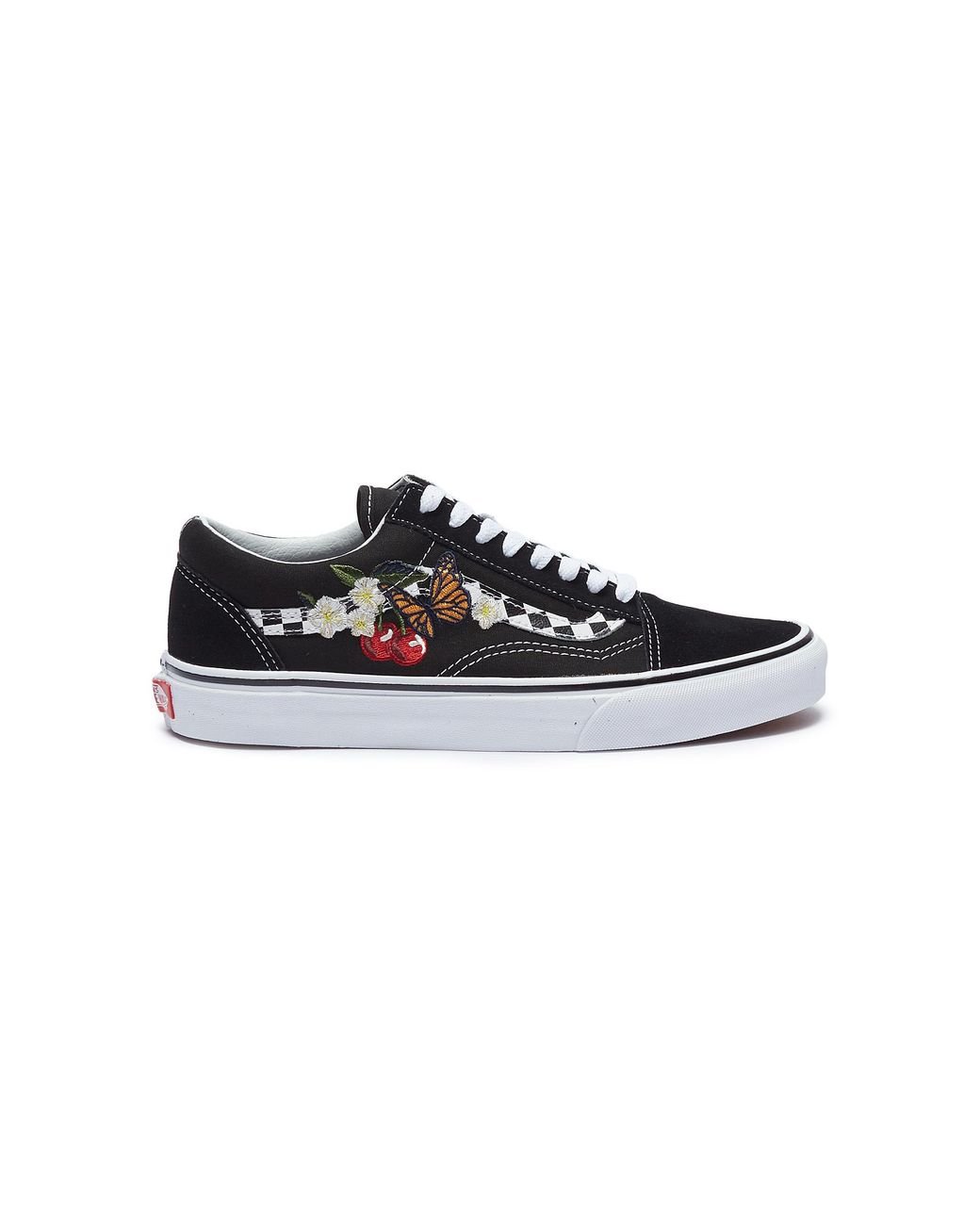 Vans 'checker Floral Old Skool' Graphic Embroidered Sneakers in Black | Lyst