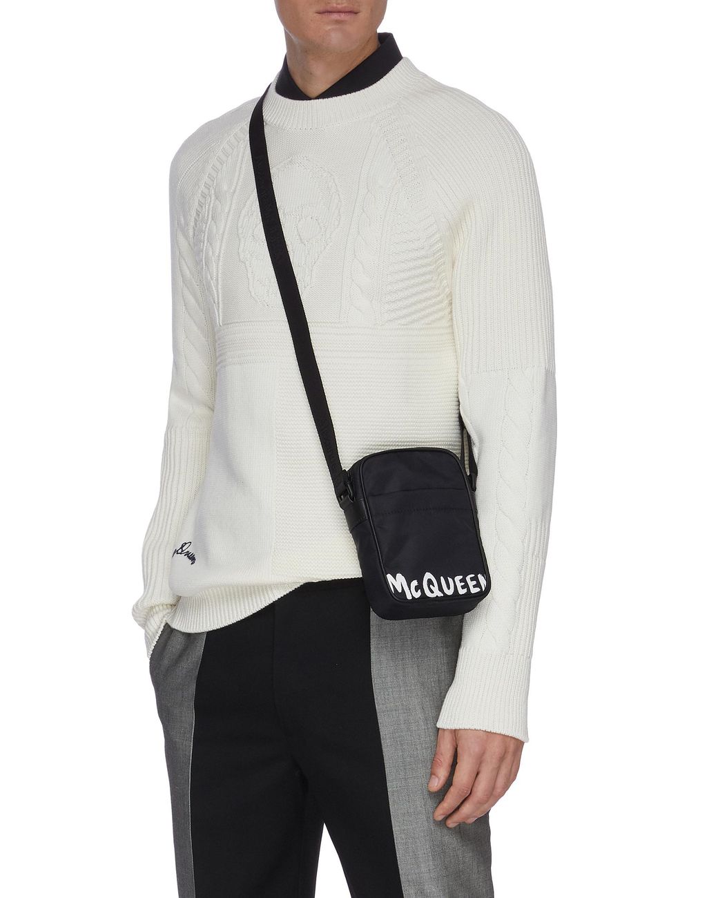 Alexander McQueen Synthetic Graffiti Nylon Messenger Bag Men Bags 