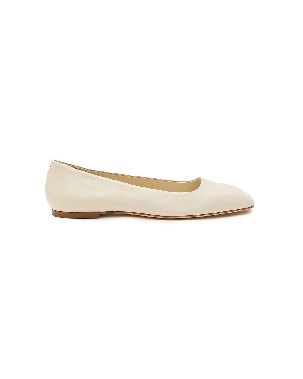 Aeyde 'ida' Square Toe Leather Ballerina Flats in White | Lyst