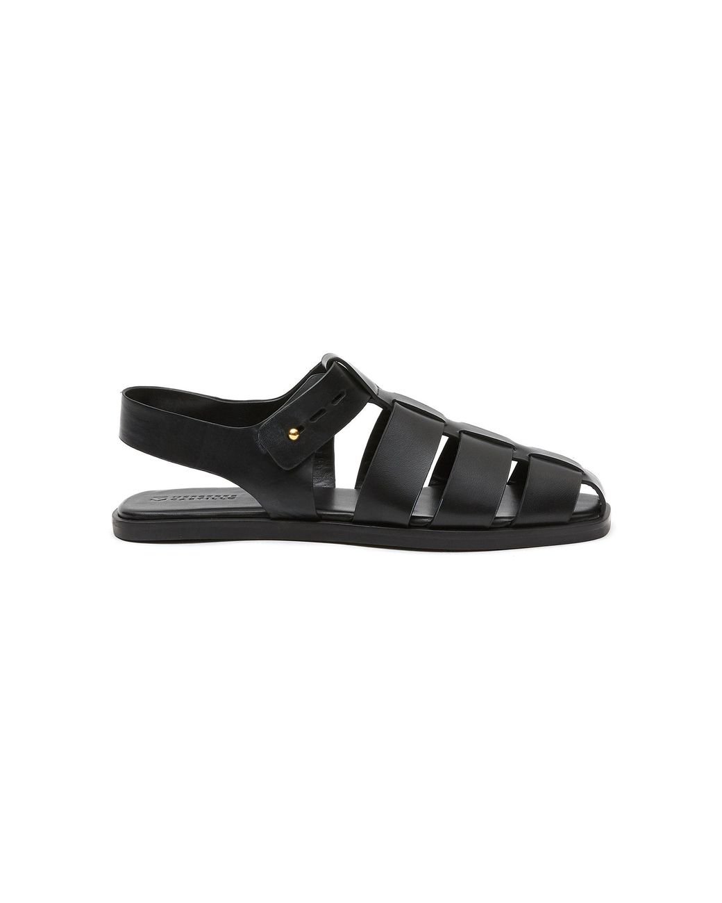 MERCEDES CASTILLO 'kailey' Flat Fisherman Leather Sandals in Black Lyst
