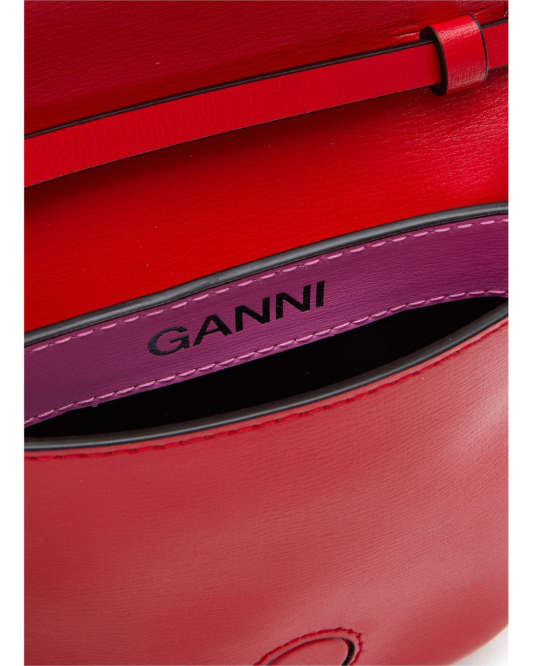 Ganni Banner Recycled Leather Crossbody Bag, High Risk Red