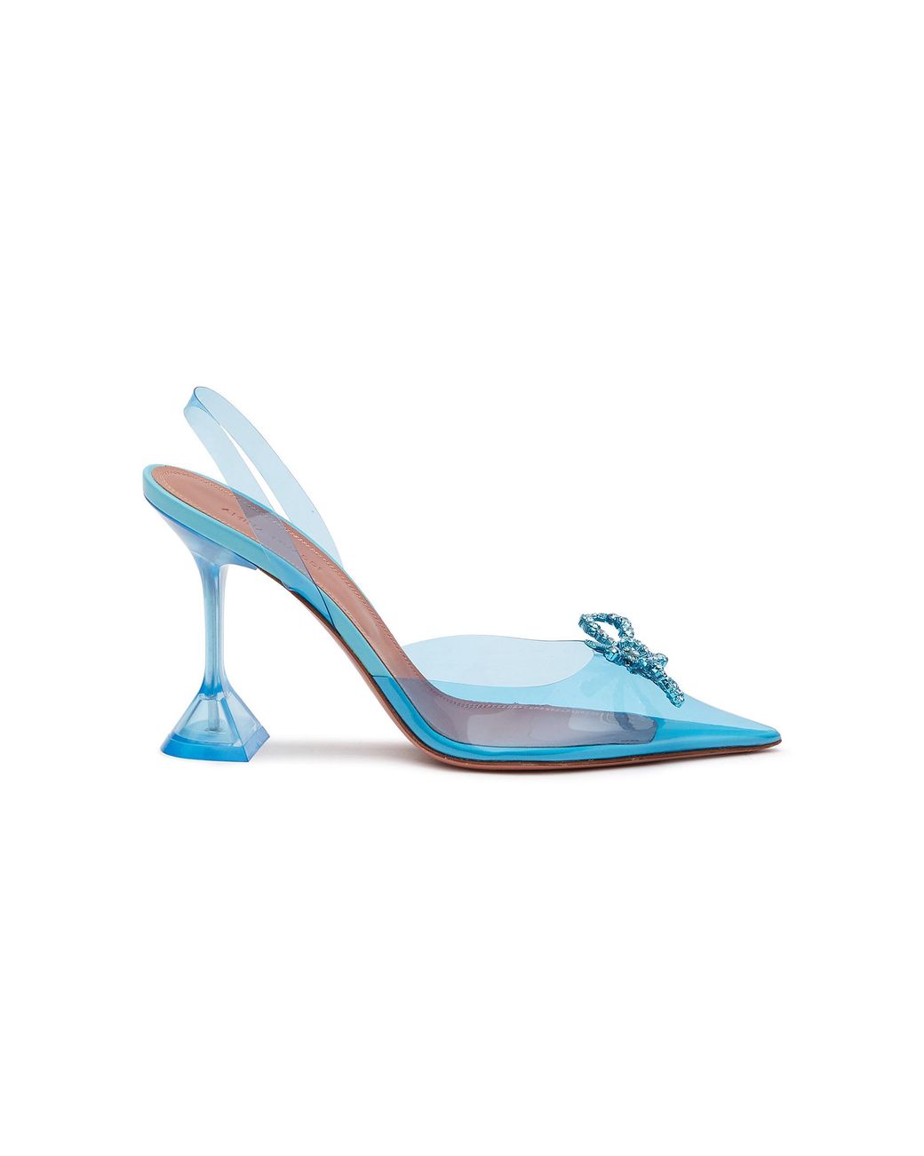 AMINA MUADDI 'rosie' Crystal Appliqué Bow Slingback Heels in Blue | Lyst
