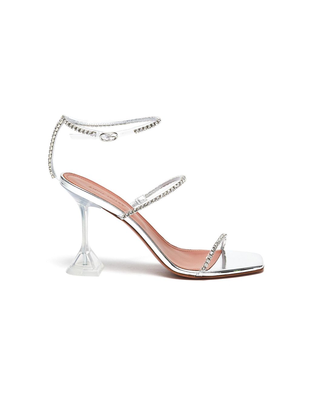 AMINA MUADDI Gilda Glass' Crystal Embellished Pvc Heeled Sandals in ...