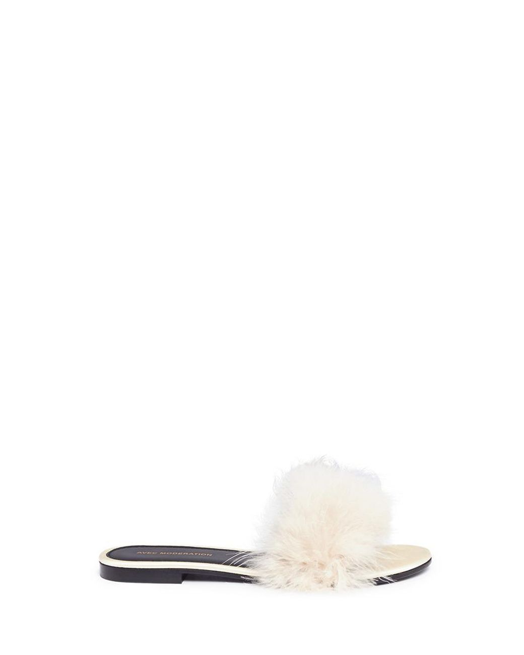 Avec Moderation bora Bora Marabou Feather Slide Sandals in White