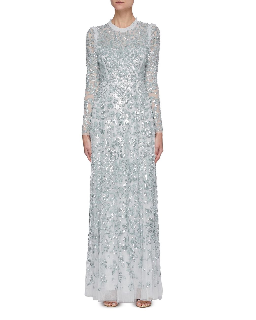 Needle Thread aurelia Sequin Embellished Long Sleeve Gown