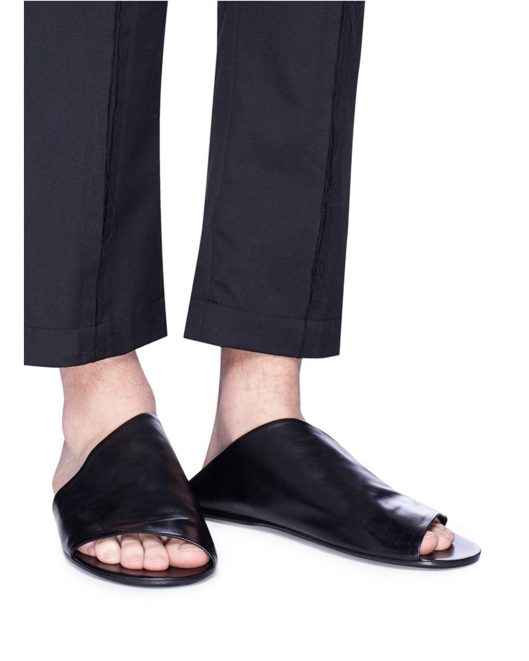Marsèll 'arsella' Leather Slide Sandals in Black | Lyst