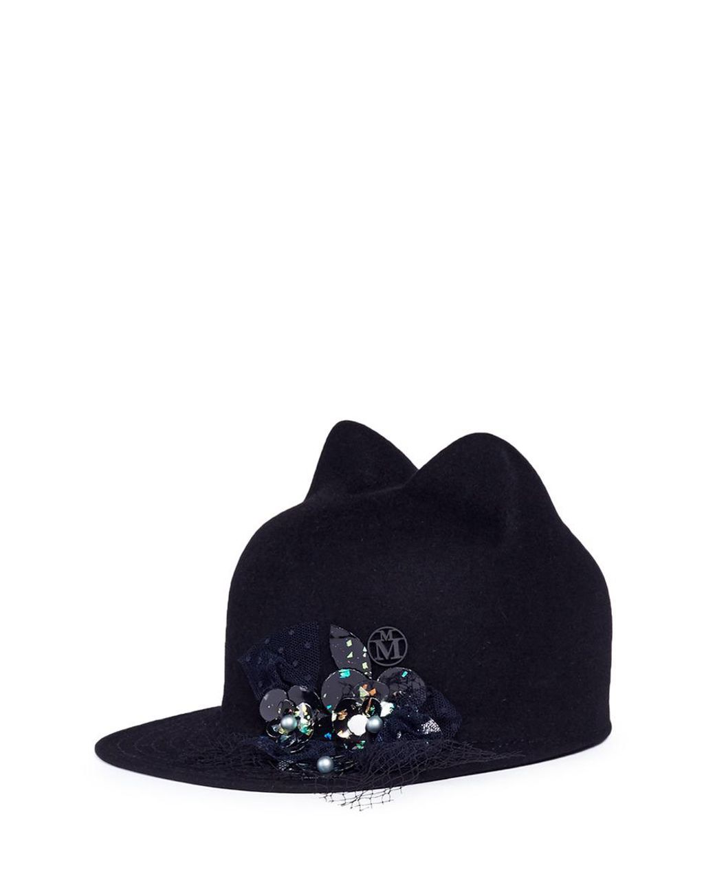 Embellished Rabbit Furfelt Cat Ear Cap 