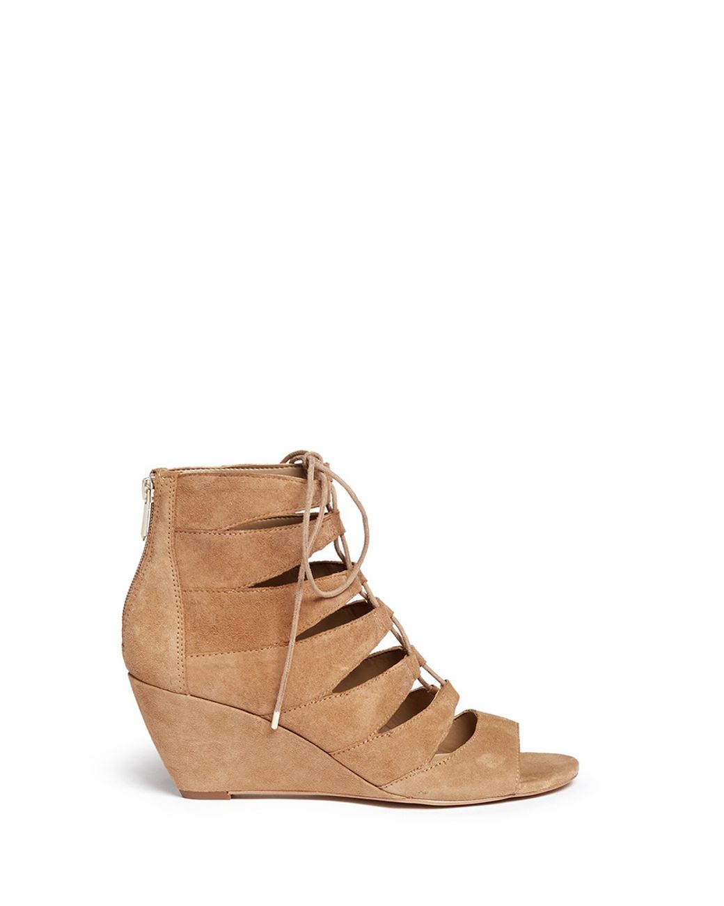 Sam Edelman 'santina' Caged Lace-up Suede Wedge Sandals in Oatmeal ...
