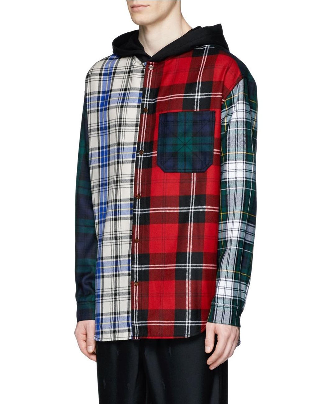 Alexander Wang Mixed Check Plaid Hooded Shirt for Men | Lyst