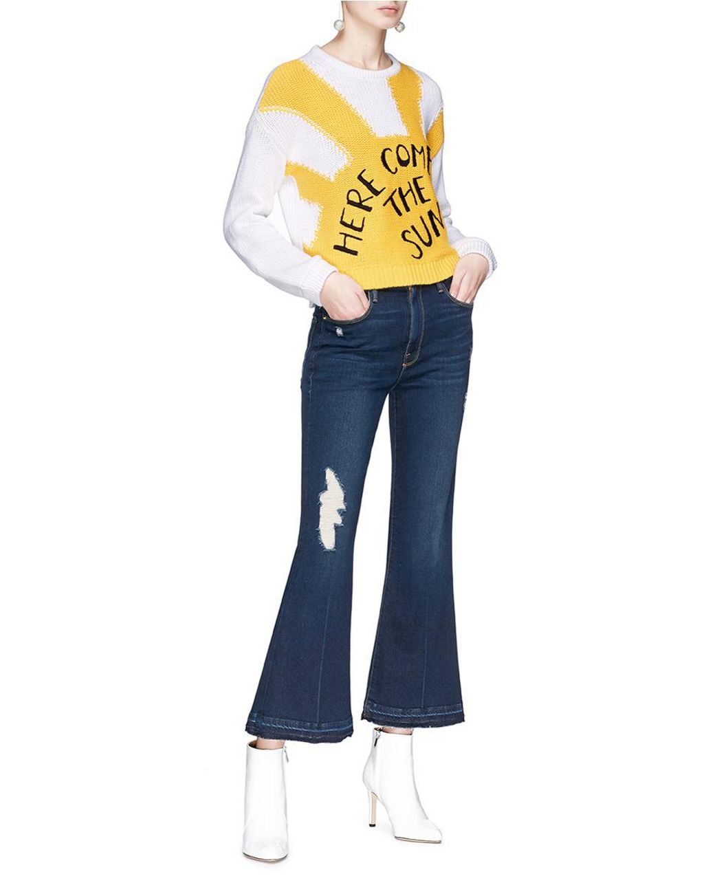 Alice Olivia leena Slogan Embroidered Sweater Lyst