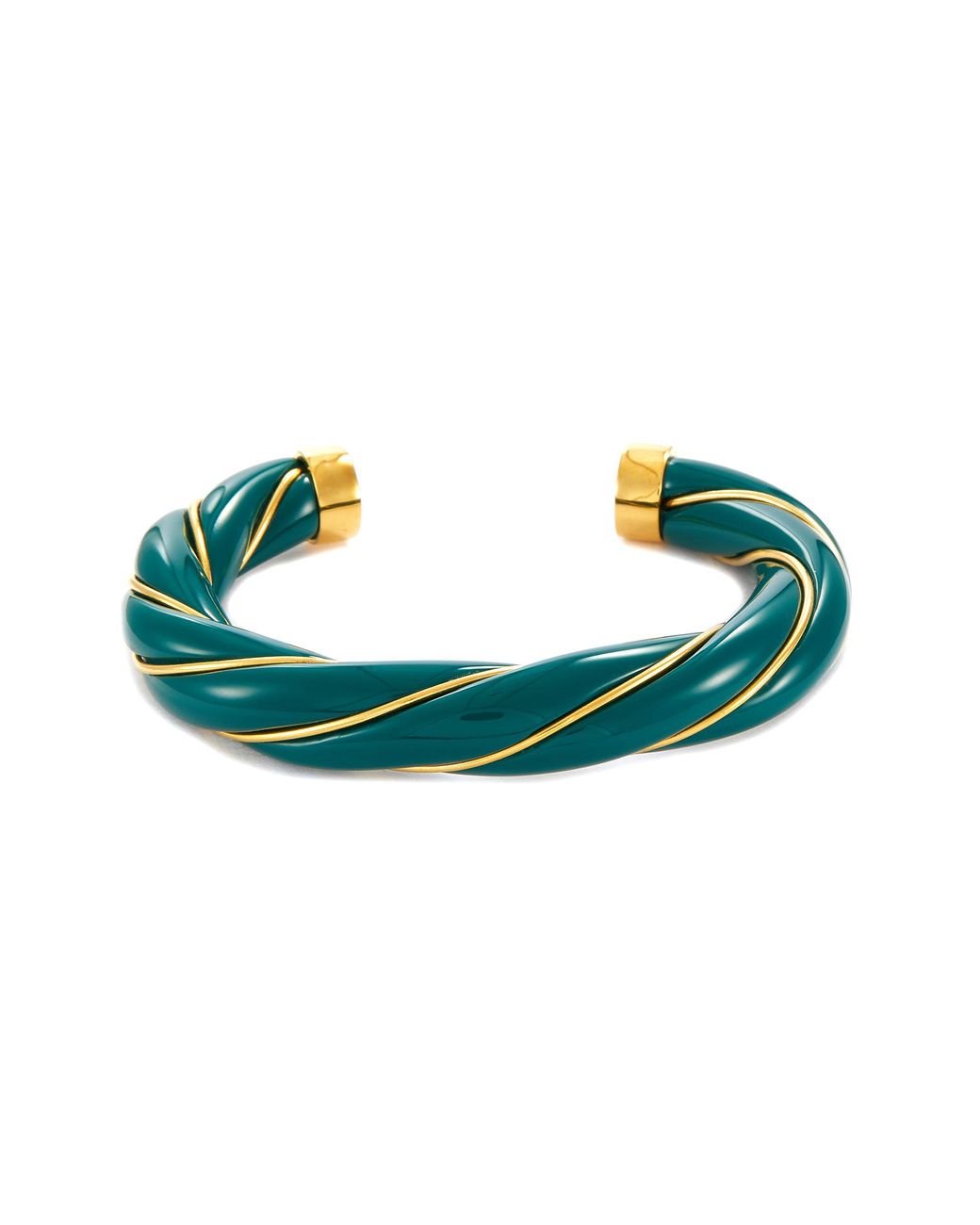 Aurelie Bidermann Diana' Gold Plated Twisted Bakelite Bracelet in Green | Lyst