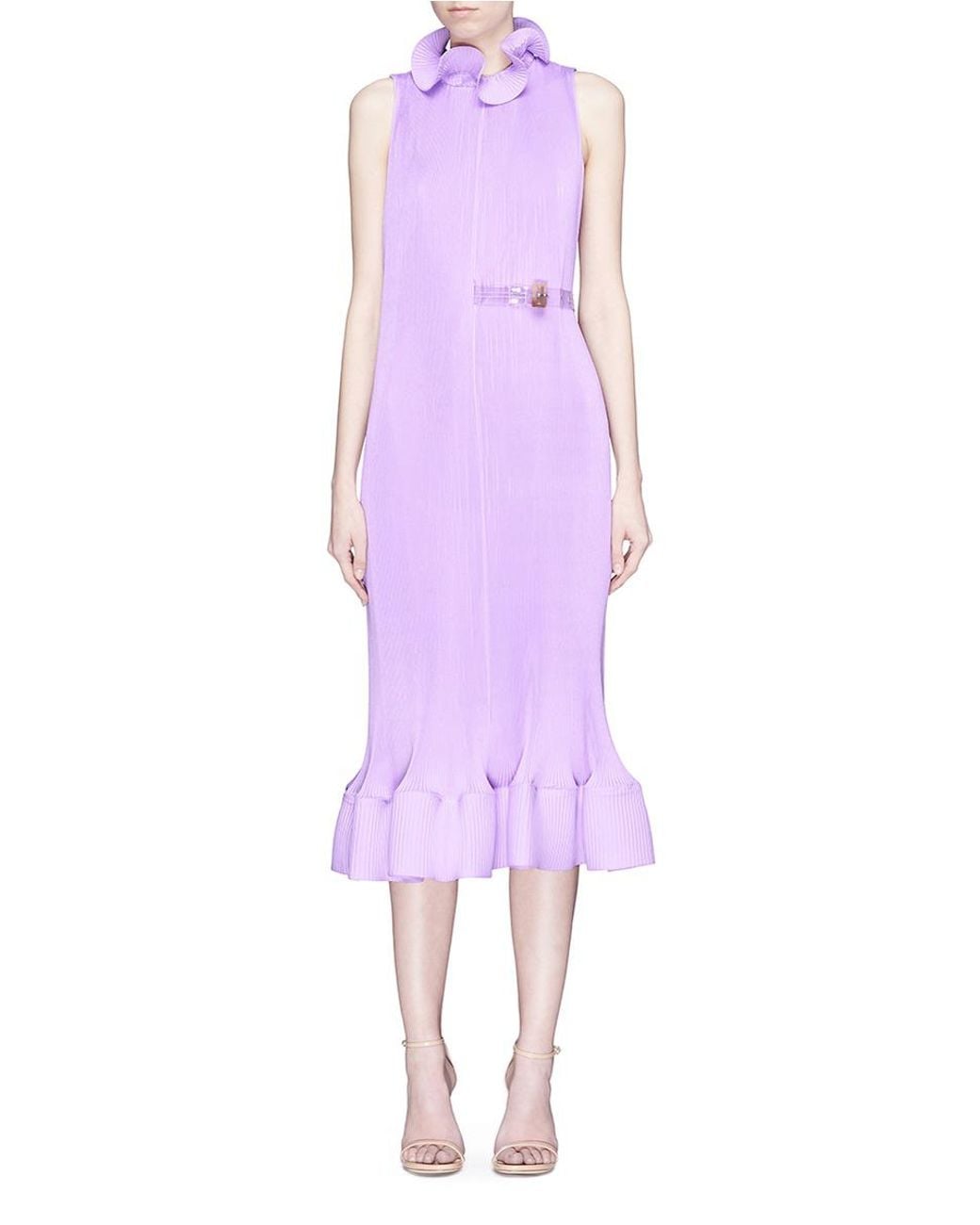 tibi pleated sleeveless dress Tibi Blue Silk Pleated Sleeveless Floral Dress Size 12 Party Sleeveless
