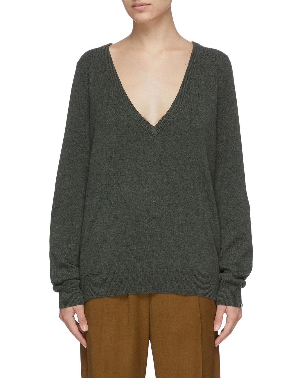 Extreme Cashmere Deep V Neck Reversible Cashmere Sweater in Green - Lyst