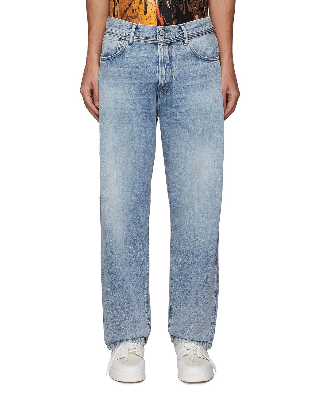 Relaxed Fit Light Wash Denim Jeans 