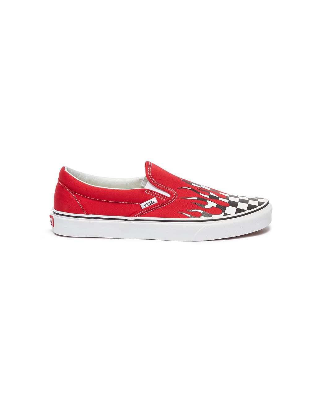 Vans 'classic Slip-on' Checkerboard Flame Canvas Skates in Red for Men |  Lyst