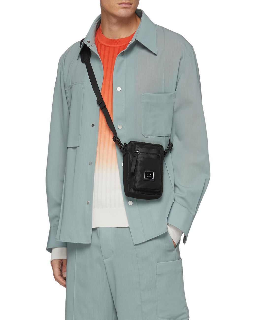 Acne Studios Face Plaque Nylon Mini Crossbody Bag in Black for Men