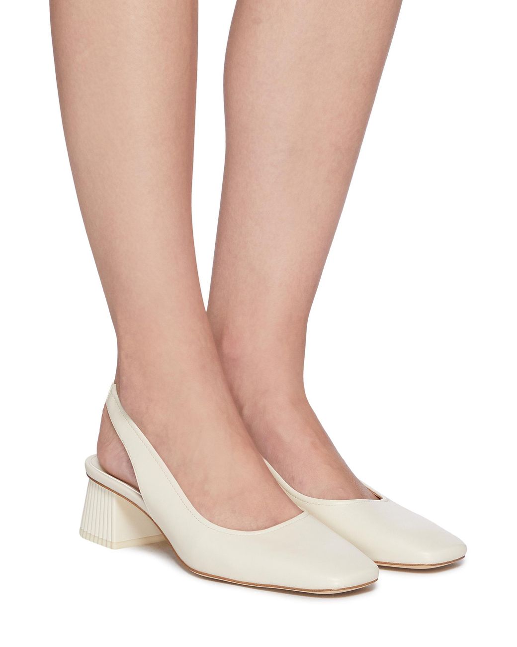 Sam Edelman Off White 'toren' Square Toe Slingback Leather Pumps Women  Shoes Heels Sling Backs 'toren' Square Toe Slingback Leather Pumps | Lyst