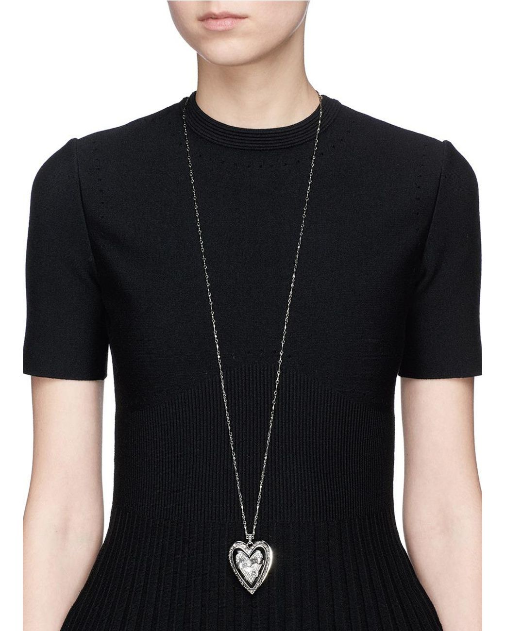 Alexander McQueen heart Locket Pendant Necklace in Metallic Lyst