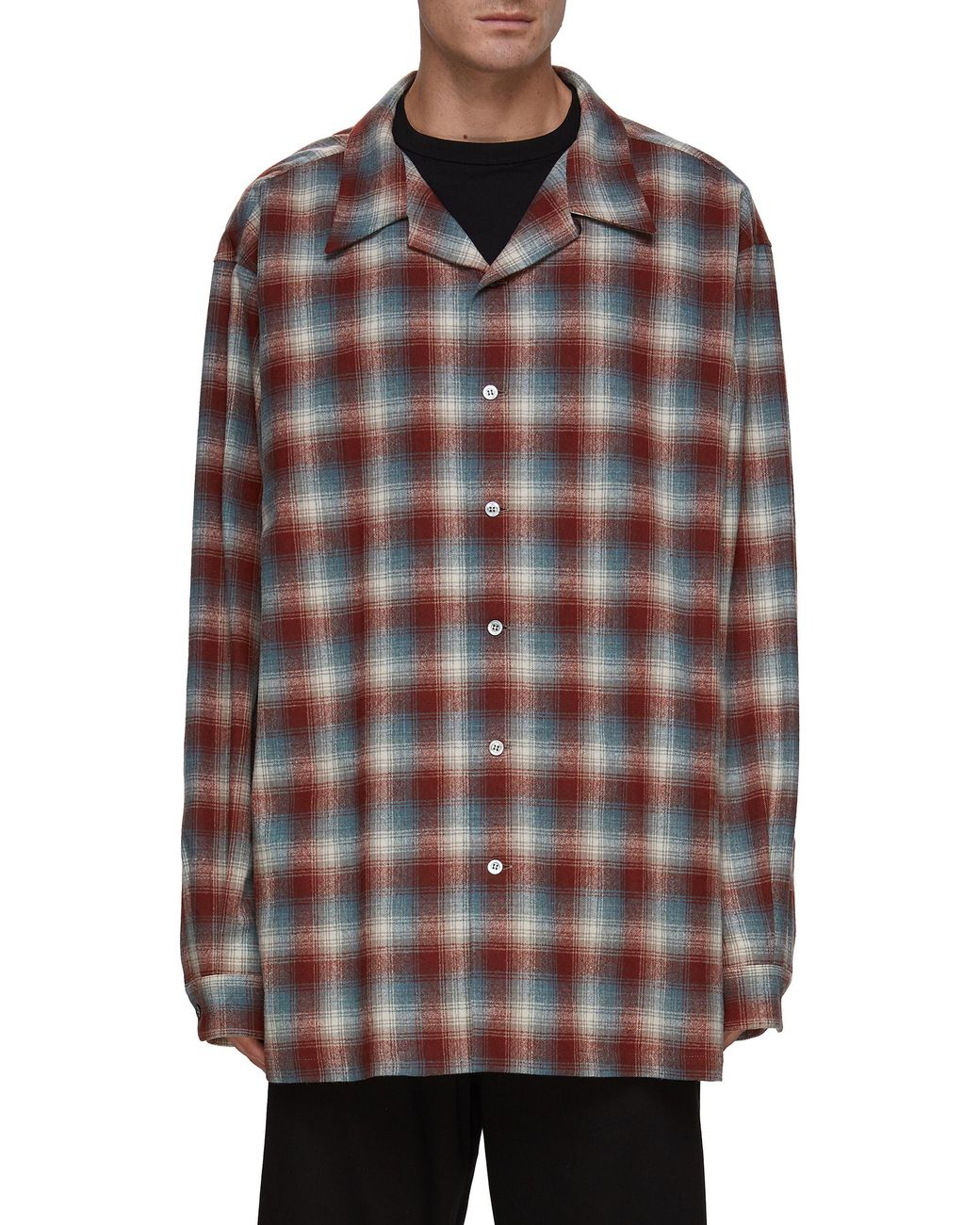 Maison Margiela Oversize Pendleton Checquered Wool Shirt in Gray