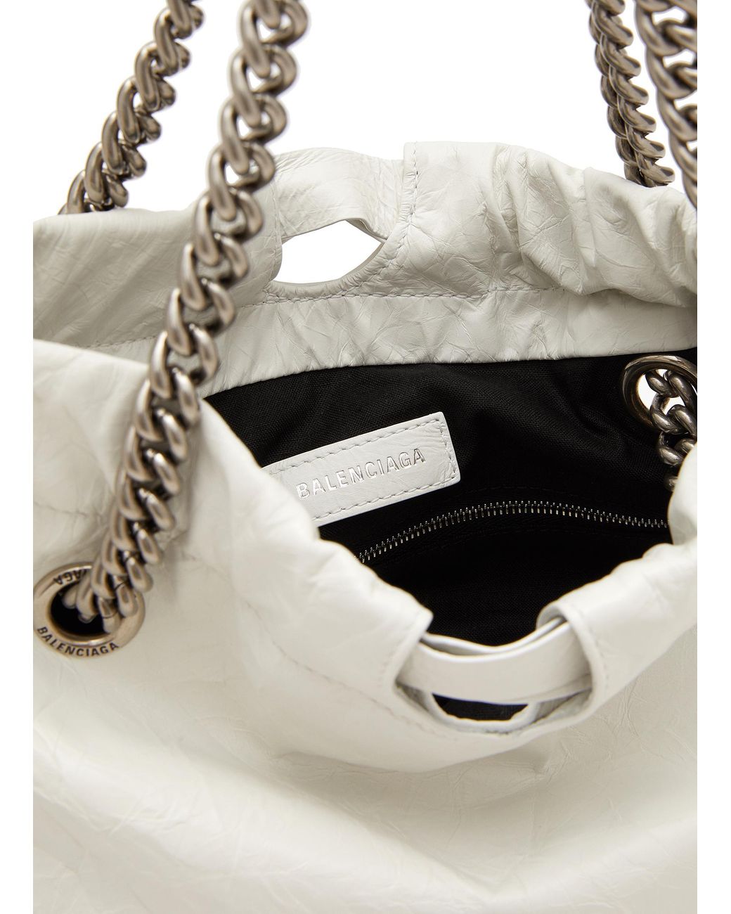Small 'crush' Chain Handle Leather Tote Bag in White | Lyst