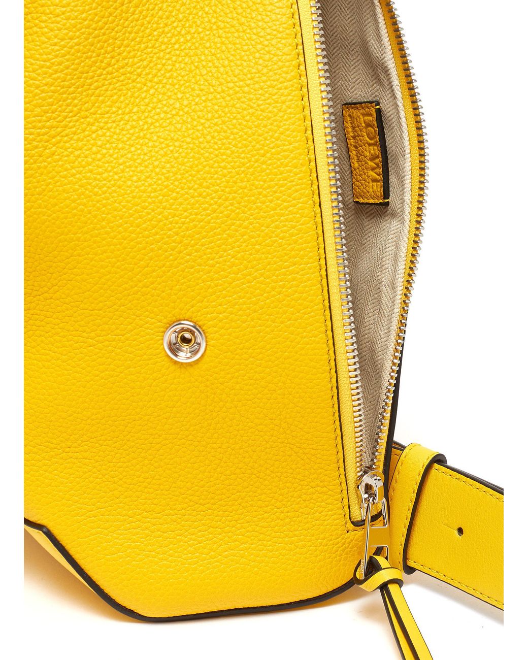 Leather-Accented Yellow Cotton Sling Bag - Fabled Land in Yellow