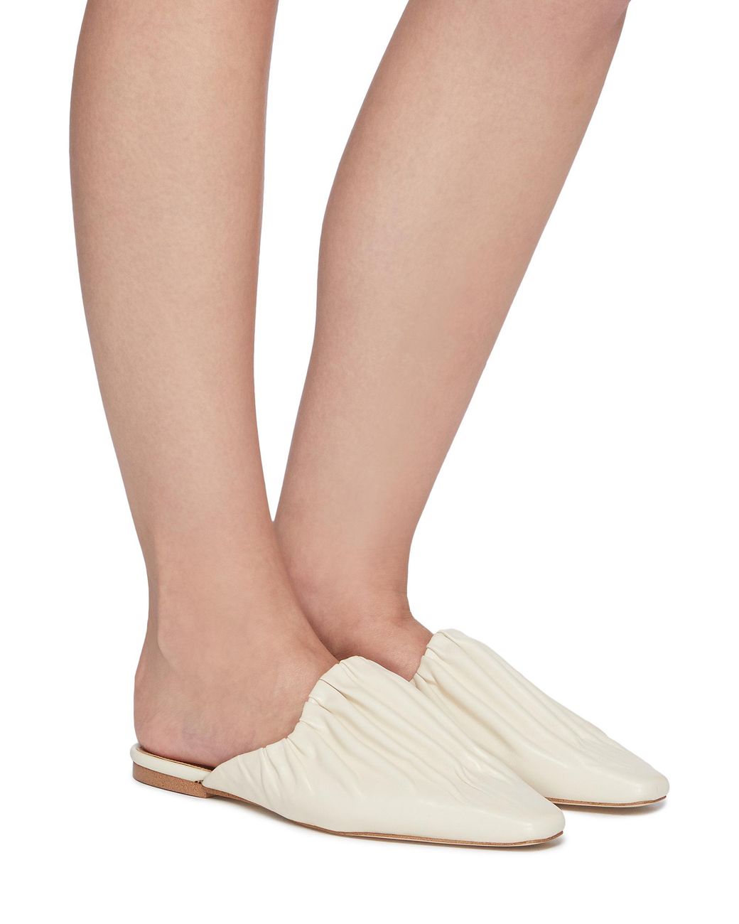 Sam Edelman White Cecilia' Pointed Ruch Leather Slides Women Shoes Flats  Slides u0026 Mules Cecilia' Pointed Ruch Leather Slides | Lyst