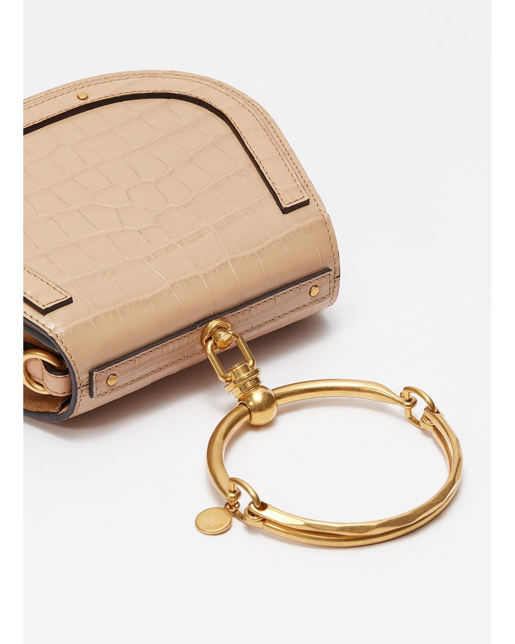 Chloé 'nile' Small Bracelet Handle Croc Embossed Leather Crossbody Bag in  White | Lyst
