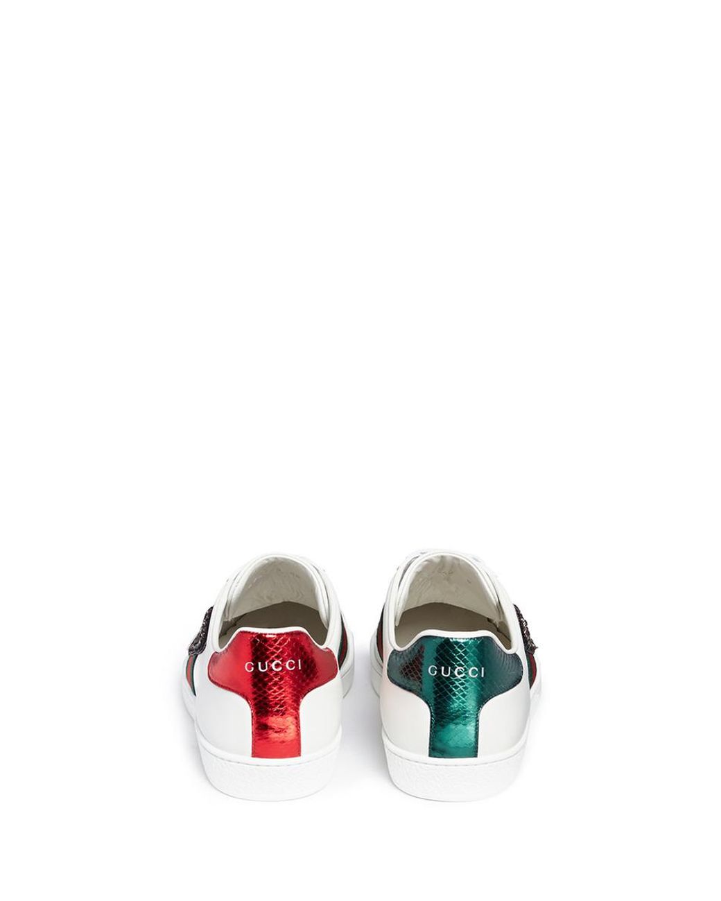 Gucci 'ace' Safety Pin Embellished Leather Sneakers | Lyst