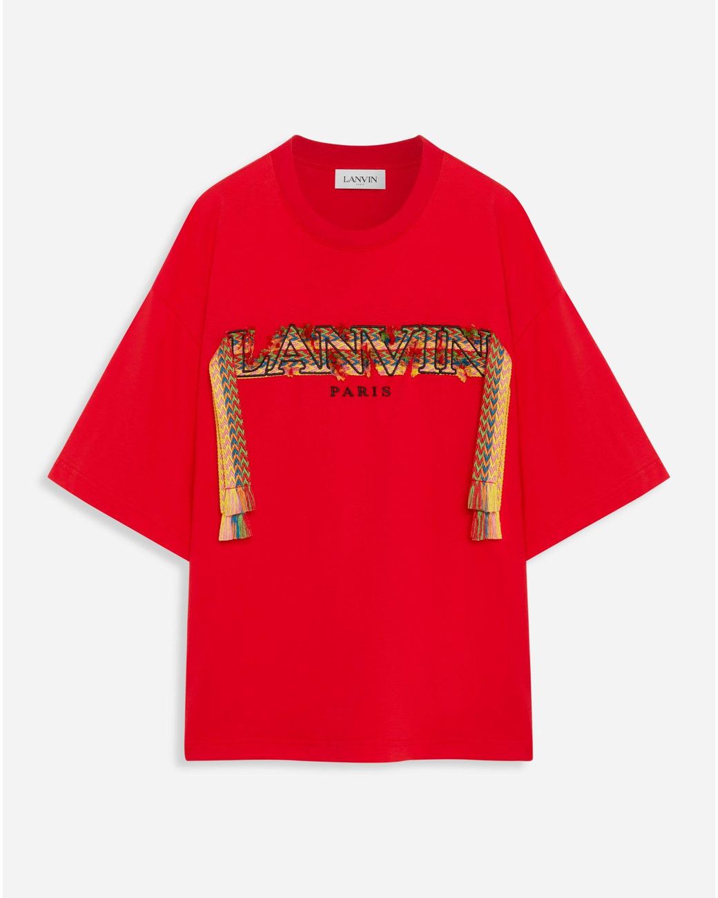 Lanvin Oversize T-shirt With Lace Curb Embroidery in Red for Men | Lyst