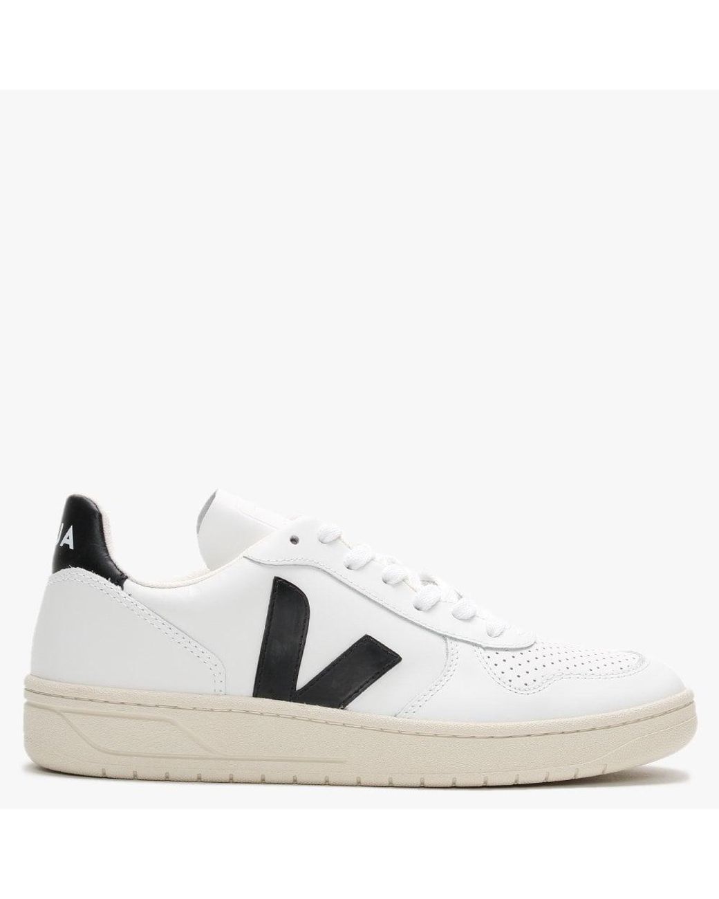 Veja V-10 Leather Extra White Black Trainers - Save 14% - Lyst